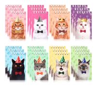 Hooqict 24 Pack Small Pocket Notebook Bulk Mini Notebooks for Cat Party Favors Mini Spiral Notepads Cute Memo Pads for Classroom Goodie Bag Stuffers, Pinata Fillers