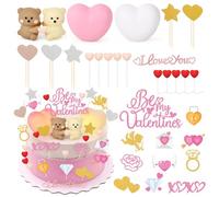Hooqict 36 Pieces Valentine's Day Cake Decorations Set with Sweet Love Heart Valentines Party Cake Toppers & Cupcake Toppers for Happy Valentines Galentines Day Anniversary Birthday Party Decorations