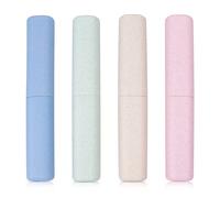 Hooqict 4 Pack Travel Toothbrush Case Portable Travel Toothbrush Holder Plastic Toothbrush Container Protector Cover Case for Traveling, Bathroom, Camping, Home, School, Business