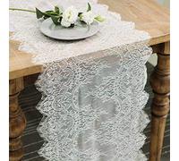 Hooqict 4 Pack White Lace Table Runner 14 x 120 Inch Ivory Embroidered Boho Table Runner for Rustic Wedding Reception Dinner Table Decorations Baby Shower Bridal Shower Vintage Table Runners