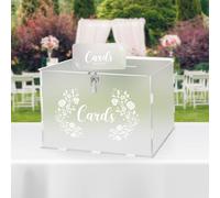 Hooqict Acrylic Wedding Card Box with Lock Large Frosted Gift Card Boxes for Reception, Party, Wishing Well, Money Box Holder, Graduation Decorations, Baby Shower