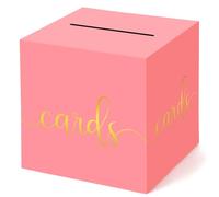 Hooqict Hot Pink Card Box with Slot 9.1" Gold Foil Gift Card Box for Party, Graduation, Wedding Reception, Birthday, Valentines, Bridal or Baby Shower, Raffle Ticket Money Envelope Holder