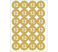 Hooray 13 Thirteen Thirteenth 13th Birthday Circular Matt Paper Stickers A4 Sheet of 24 (Each Sticker is 45mm Diameter)