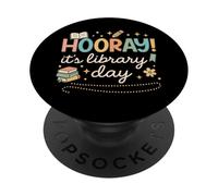 Hooray It's Library Day Cute Pastel Graphic PopSockets Adhesive PopGrip