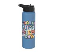Hooray It's STEM Day Funny Science Student Math Tech Physics Stainless Steel Insulated Water Bottle