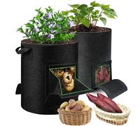 HOORayeah 2-Pack 15 Gallon Potato Grow Bags - Plant Growing Bags with Handles & 2 Visible Flap for Potatoes, Carrots, Tomatoes and Other Vegetables
