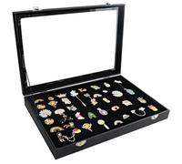 HOORayeah Badge Display Box - 13.8 X 9.5 X 2.0 Inches Pin Case With Velvet Pad and Glass Top for Medals, Badges, Ribbons, Brooches, and Jewelry