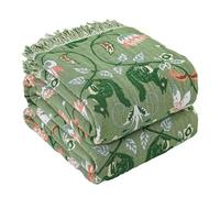 HOORDRY 100% Cotton Bobo Sofa Large Bed Throw Blankets,Summer Muslin Blanket Lightweight Double-sided Warm Throw for 2 3 Seater Settees, RV, and Couch,200x230CM -Light Green Squirrel Pattern