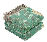 HOORDRY 100% Cotton Boho Blanket, 200 x 230 cm, Double-Sided Woven Bedspread with Fringes, Reversible Couch & Sofa Blanket, Sunflowers Pattern