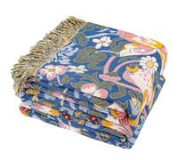 HOORDRY 100% Cotton Throws for Sofas - Soft, Breathable Bed Throw with Double-Sided Design, Warm Bedspreads Double Size for Farmhouse Decor, 200x230cm(80×90In), Blue/Yellow