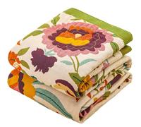 HOORDRY Bohemian Bed Throw Blanket, Skin-friendly Sofa Throws for BedSpread and Armchair Couch with Colorful Flower Patterns, Double-sided Large Muslin Throw Quilt, 100% Pure Cotton,150x200cm.
