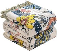 HOORDRY Boho Bedspread, 100% Cotton, Comfortable, High Quality, Country House Style, Versatile Throw Blanket for Sofa and Bed, Perfect Balance Between Warmth, Pomegranate, 150 x 200 cm