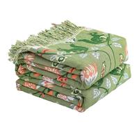 HOORDRY Large Cotton Bobo Sofa Large Bed Throw Blankets,100% Organic Muslin Blanket Lightweight Double-sided Warm Throw for 3 4 Seater Settees, RV, and Couch,230x250CM -Light Green Squirrel Pattern