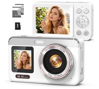 Hoorola 5K Digital Camera with Auto Focus, 80MP Point and Shoot Camera for YouTube, Dual Screen Vlogging Camera for Travel, 18X Zoom Compact Camera for Beginners & Teens with 32GB Card, White