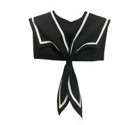 HoosaiyWoo Sailor Fake Collar for Women Free Size Female Detachable False Collars Match Sweater T-Shirt Dress Lolita Sailor Cosplay Fashion Black Shawl Ladies Fake Collar Ties for Girl,A Black