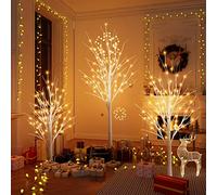 Hooseng Lighted Tree 4FT, 5FT and 6FT, Pack of 3, Fairy Light Tree Lamp Artificial Tree for Festival, Party, Christmas Decoration, Indoor and Outdoor Use, Warm White