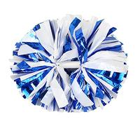Hooshing 2 Pack Cheerleading Pom Poms Macaron White and Royal Blue with Baton Handle for Team Spirit Sports Dance Cheering Kids Adults