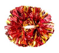 Hooshing 2 Pack Cheerleading Pom Poms Red and Gold with Baton Handle for Team Spirit Sports Dance Cheering Kids Adults
