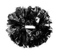 Hooshing 2 Pack Pom Poms Cheerleading Black Metallic with Baton Handle for Cheerleader Sports Dance Team Spirit Party Kids Adults