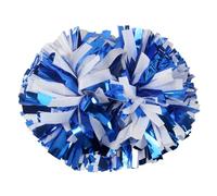 Hooshing 2PCS Blue and White Pom Poms Cheerleading Professional Cheer Pom Poms with Baton Handle for Cheerleader Team Sports Spirited Party Dance Training