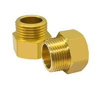Hooshing 2PCS Brass Garden Hose Adapter 3/4" GHT Male to 3/4" NPT Female Connector,GHT to NPT Garden Hose to Pipe Fittings