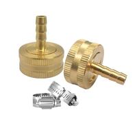 Hooshing 2PCS Garden Hose Connector 1/4'' Barb x 3/4'' GHT Female Brass Water Hose Attachments End Mender Repair Kit with Stainless Clamps
