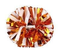 Hooshing 2PCS Orange and White Pom Poms Cheerleading with Baton Handle for Team Spirit Sports Festival Dance Cheering Gift