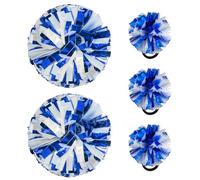 Hooshing 5PCS Cheerleading Pom Poms Blue and White Cheerleader Hair Ties Pompoms for Basketball Football Sports Team Spirits Birthday Festivals Party Adults Kids