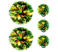 Hooshing 5PCS Cheerleading Pom Poms Green and Gold Cheerleader Hair Ties Pompoms for Basketball Football Sports Team Spirits Birthday Festivals Party Adults Kids