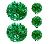 Hooshing 5PCS Cheerleading Pom Poms Green Cheerleader Hair Ties Pompoms for Basketball Football Sports Team Spirits Birthday Festivals Party Adults Kids