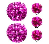 Hooshing 5PCS Cheerleading Pom Poms Hot Pink Cheerleader Hair Ties Pompoms for Basketball Football Sports Team Spirits Birthday Festivals Party Adults Kids