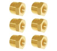 Hooshing 6PCS Brass Reducing Hex Bushing 3/8" NPT Male x 1/4" NPT Female Thread Reducer Pipe Fitting Adapter
