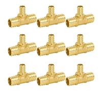 Hooshing 9PCS 3/4" X 3/4" X 1/2" Pex Reducing Tee Solid Brass Crimp Plumbing Fittings for Pex Pipe Hose