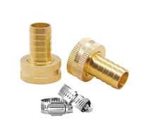 Hooshing Brass Garden Hose Adapter Swivel Fitting 3/4" Barb x 3/4" GHT Female Hose Connector Water Hose End Mender Repair, 2 Pack