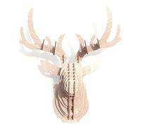 Hooshing Deer Head Wall Decor Trophy Sculpture DIY 3D Puzzle Beige, Wall Decoration for Living Room Office Home
