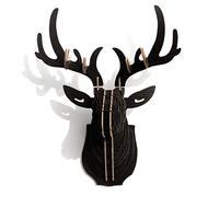 Hooshing Wall Decoration Deer Antler Trophy Sculpture DIY 3D Puzzle Deer Head (14.5 * 11.6 * 8.3) Black