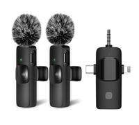HOOSHU 3 in 1 Wireless Lavalier Microphones for iPhone, iPad, Android, Camera, USB-C Microphone Mini Microphone with Noise Reduction for Video Recording, Vlog, YouTube, TikTok (2)