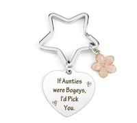 Hoosmoon Auntie Gifts,Auntie Birthday Gifts,Funny Presents for Aunt Keyring from Niece Christmas Birthday- If Aunties Were Bogeys, I'd Pick You