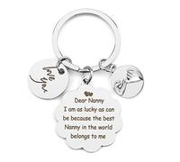 Hoosmoon Nanny Keychain - Metallic Neutral, Sentimental, Customizable, Lobster Clasp Closure - Gift for Nannies from Grandchildren