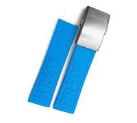 hoosouk 22mm 24mm Braided Rubber Watchband For Breitling Avenger Superocean Heritage Watch Strap Braceles Replacement Accessories(Blue 2 silver,24mm)