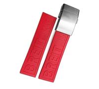 hoosouk 22mm 24mm Braided Rubber Watchband For Breitling Avenger Superocean Heritage Watch Strap Braceles Replacement Accessories(Red 2 silver,22mm)
