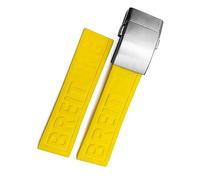 hoosouk 22mm 24mm Braided Rubber Watchband For Breitling Avenger Superocean Heritage Watch Strap Braceles Replacement Accessories(Yellow 2 silver,24mm)