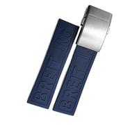 hoosouk 22mm 24mm Braided Rubber Watchband For Breitling Avenger Superocean Heritage Watch Strap Braceles Replacement Accessories(Dark Blue silver,24mm)
