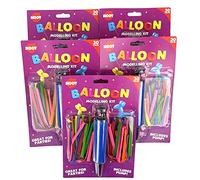Hoot Balloon Animal Modelling Kit | 5 Sets of 30 Coloured Balloons & Pump | Kids Parties/Sleepovers/Weddings/Decorations/Party Games | 5 PACK BUNDLE