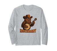 Hootenanny Owl Cowboy Banjo Player Funny Country Music Long Sleeve T-Shirt