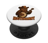 Hootenanny Owl Cowboy Banjo Player Funny Country Music PopSockets Adhesive PopGrip