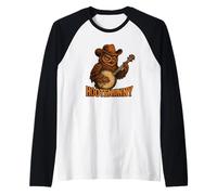 Hootenanny Owl Cowboy Banjo Player Funny Country Music Raglan Baseball Tee