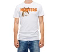 Hooters Owl Boobs America USA Waitress Bird for Men Short Sleeve White T-Shirt (M)