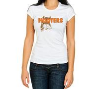 Hooters Owl Boobs America USA Waitress Bird for Woman 3/4 Short Sleeve White T-Shirt (XL)