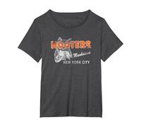 Hooters Vintage Manhattan T-Shirt, Women's Plus, Dark Heather Grey, 4X